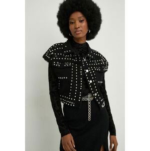 Rifľová vesta Answear Lab X limitovaná kolekcia SISTERHOOD dámska, čierna farba, prechodná