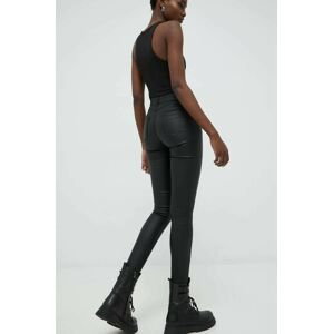 Nohavice Answear Lab dámske, čierna farba, priliehavé, stredne vysoký pás
