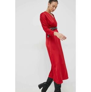Šaty Answear Lab červená farba, midi, áčkový strih