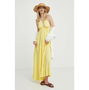 Šaty Answear Lab žltá farba, maxi, áčkový strih