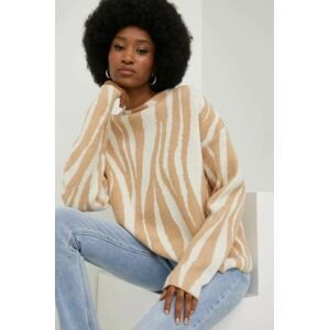 Vlnený sveter Answear Lab dámsky, béžová farba, tenký