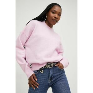 Vlnený sveter Answear Lab ružová farba