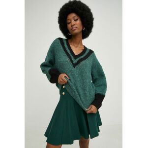Vlnený sveter Answear Lab dámsky, zelená farba, teplý