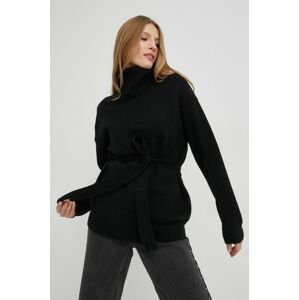 Vlnený sveter Answear Lab dámsky, čierna farba, s rolákom