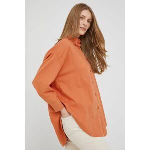 Bavlnená košeľa Answear Lab dámska, oranžová farba, voľný strih, s klasickým golierom