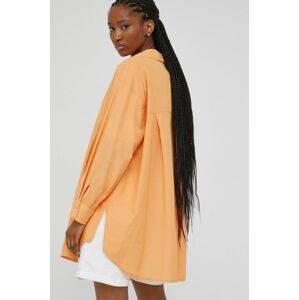Bavlnená košeľa Answear Lab dámska, oranžová farba, voľný strih, s klasickým golierom