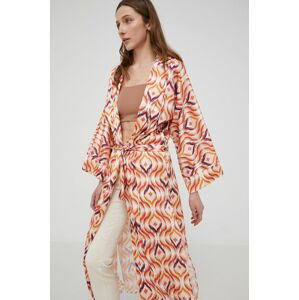 Kimono Answear Lab oranžová farba, oversize, vzorovaná
