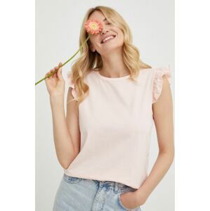 Bavlnené tričko Answear Lab ružová farba,