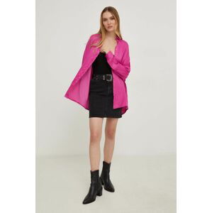 Košeľa Answear Lab X limitovaná kolekcia NO SHAME dámska, ružová farba, voľný strih, s klasickým golierom