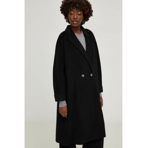 Vlnený kabát Answear Lab čierna farba, prechodný, oversize