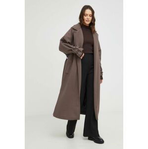 Kabát Answear Lab dámsky, hnedá farba, prechodný, oversize