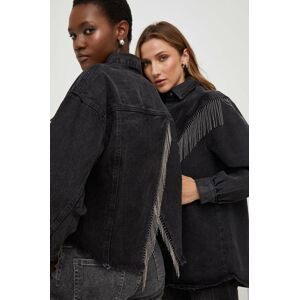 Rifľová bunda Answear Lab X limitovaná kolekcia NO SHAME dámska, čierna farba, prechodná, oversize