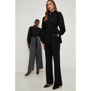 Nohavice Answear Lab X limitovaná kolekcia NO SHAME dámske, čierna farba, rovné, vysoký pás
