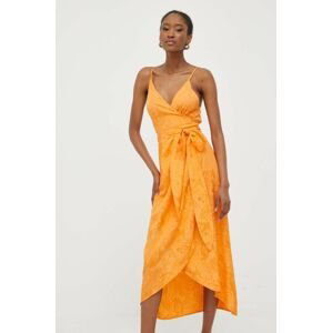 Šaty Answear Lab oranžová farba, mini, rovný strih