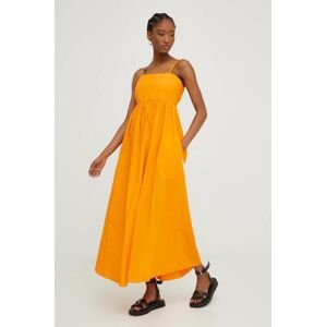 Bavlnené šaty Answear Lab oranžová farba, maxi, áčkový strih