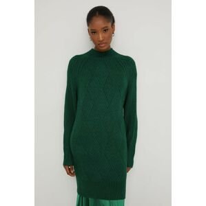 Vlnený sveter Answear Lab zelená farba, s polorolákom