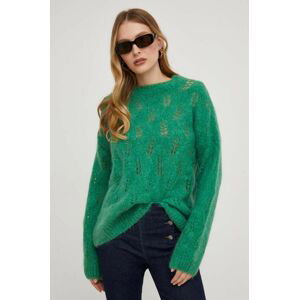 Vlnený sveter Answear Lab dámsky, zelená farba, tenký