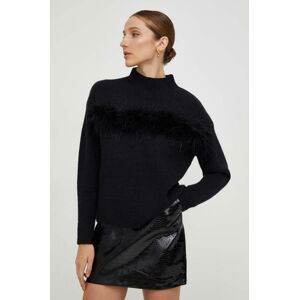Vlnený sveter Answear Lab čierna farba, teplý, s polorolákom