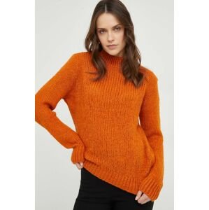 Vlnený sveter Answear Lab oranžová farba, s polorolákom