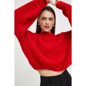 Vlnený sveter Answear Lab červená farba