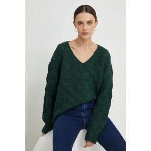 Vlnený sveter Answear Lab zelená farba