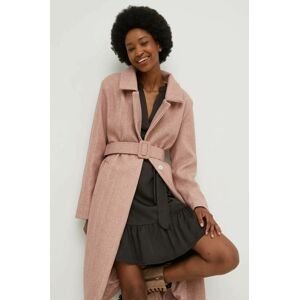 Vlnený kabát Answear Lab ružová farba, prechodný,