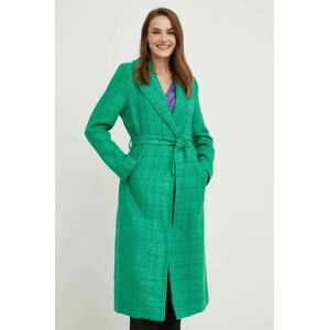 Vlnený kabát Answear Lab zelená farba, prechodný, bez zapínania