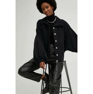 Rifľová bunda Answear Lab dámska, čierna farba, prechodná, oversize