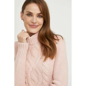 Vlnený sveter Answear Lab dámsky, ružová farba, s polorolákom