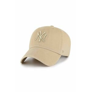 Bavlnená šiltovka 47brand Mlb New York Yankees béžová farba, s nášivkou