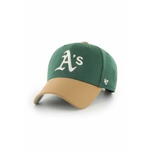 Čiapka 47brand Mlb Oakland Athletics zelená farba, s nášivkou