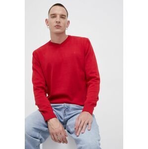 Bavlnený sveter Cross Jeans pánsky, červená farba