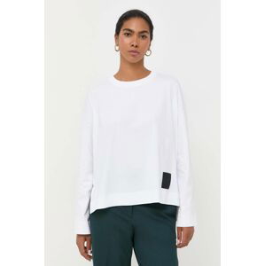 Bavlnené tričko s dlhým rukávom Liviana Conti biela farba