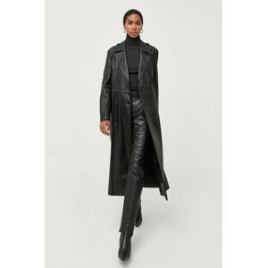 Kožený kabát Liviana Conti dámsky, čierna farba, prechodný