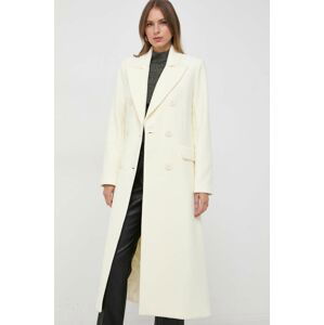 Kabát Silvian Heach dámsky, béžová farba, prechodný, dvojradový