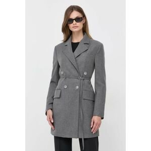 Kabát Beatrice B dámsky, šedá farba, dvojradová, jednofarebná