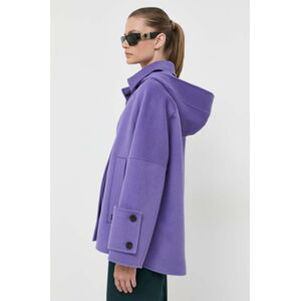 Vlnený kabát Beatrice B fialová farba, prechodný