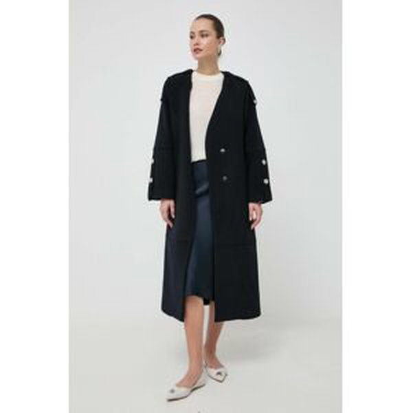 Vlnený kabát Beatrice B tmavomodrá farba, prechodný, oversize