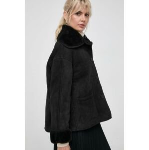 Semišová bunda Liviana Conti dámska, čierna farba, prechodná, oversize