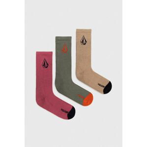 Ponožky Volcom 3-pak pánske, ružová farba