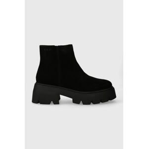Semišové topánky GOE dámske, čierna farba, na podpätku, MM2N4057.BLACK