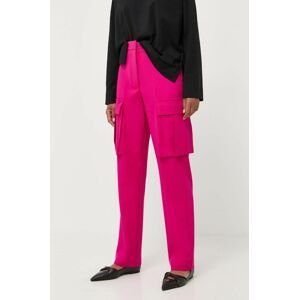 Nohavice Liviana Conti dámske, ružová farba, rovné, vysoký pás