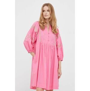 Bavlnené šaty Rich & Royal ružová farba, mini, áčkový strih