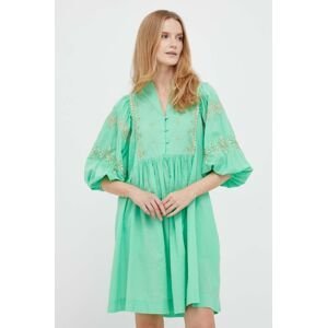 Bavlnené šaty Rich & Royal zelená farba, mini, áčkový strih