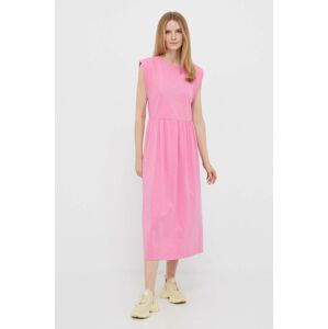 Bavlnené šaty Rich & Royal ružová farba, midi, áčkový strih