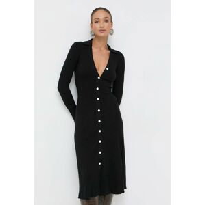 Šaty Silvian Heach čierna farba, midi, áčkový strih