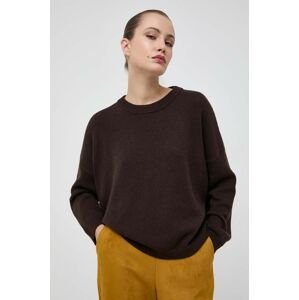 Vlnený sveter Liviana Conti dámsky, hnedá farba, tenký