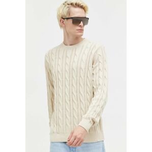 Bavlnený sveter Solid béžová farba