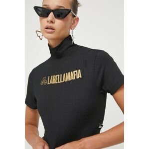 Tričko LaBellaMafia dámsky, čierna farba, s polorolákom