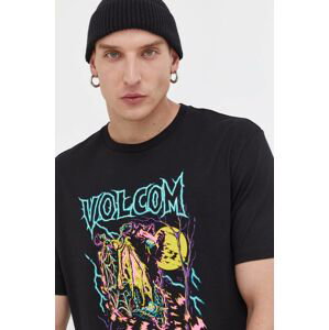 Bavlnené tričko Volcom x Max Sherman čierna farba, s potlačou